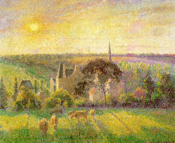 Camille Pissaro Countryside and Eragny Church and Farm Spain oil painting art